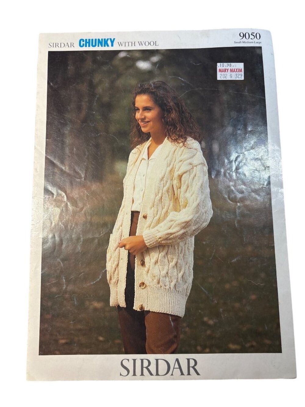 Sirdar Knitting Pattern #9050 Chunky Cable Knit Cardigan S/M/L Wool Instructions